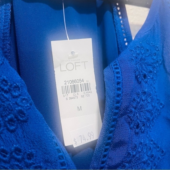 Ann Taylor Loft Blue Eyelet Dress M NWT - Picture 5 of 7